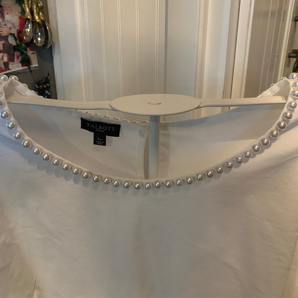Talbots‎ cotton poly and spandex side zip pearl neck top. Worn once - Picture 1 of 6